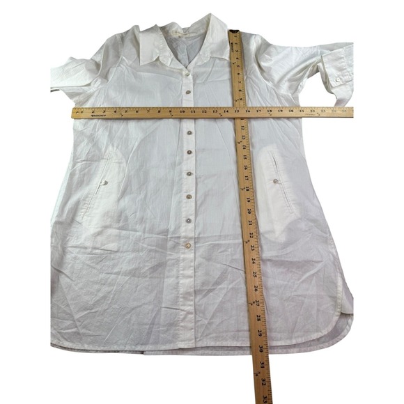 Eileen Fisher Shirt Womens Large White Button Front Tunic 3/4 Sleeve Pockets - Picture 6 of 6